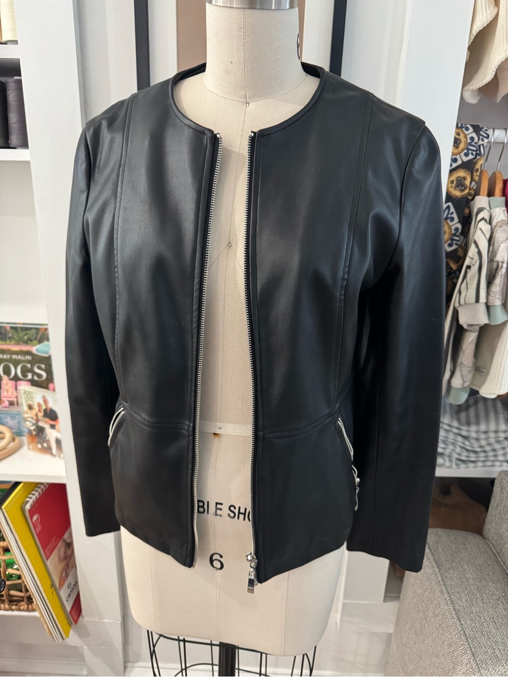 Women’s Black faux Leather Zip Jacket